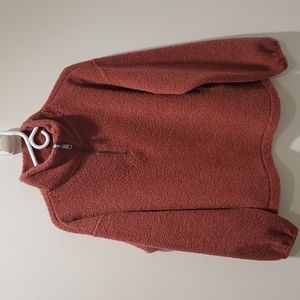 Mauve colored sherpa pullover from Loft